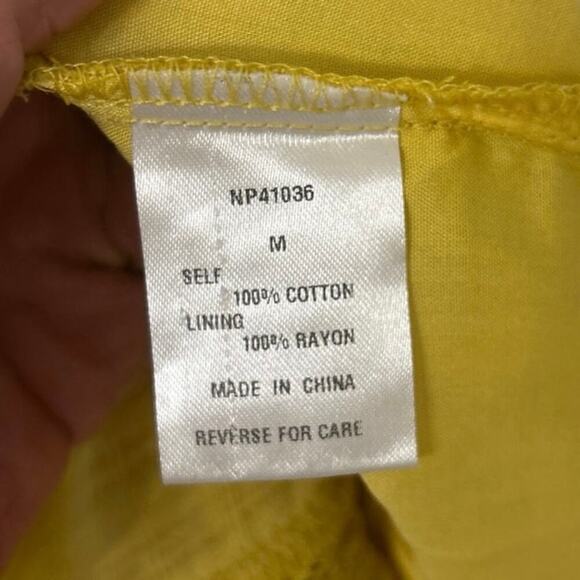 Lumiere Cotton Gold V Neck Puff Sleeve Ruffle Relaxed Fit Shorts Romper New Med - Picture 12 of 13